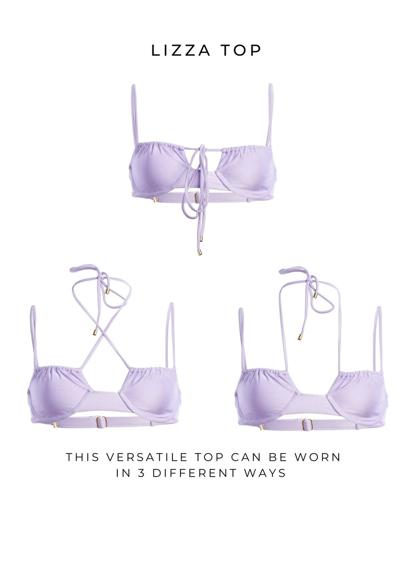 Lizza top - lilac. An adjustable top with golden details.