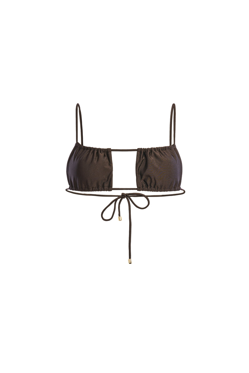 Vicca top. An adjustable and brown top with golden details.