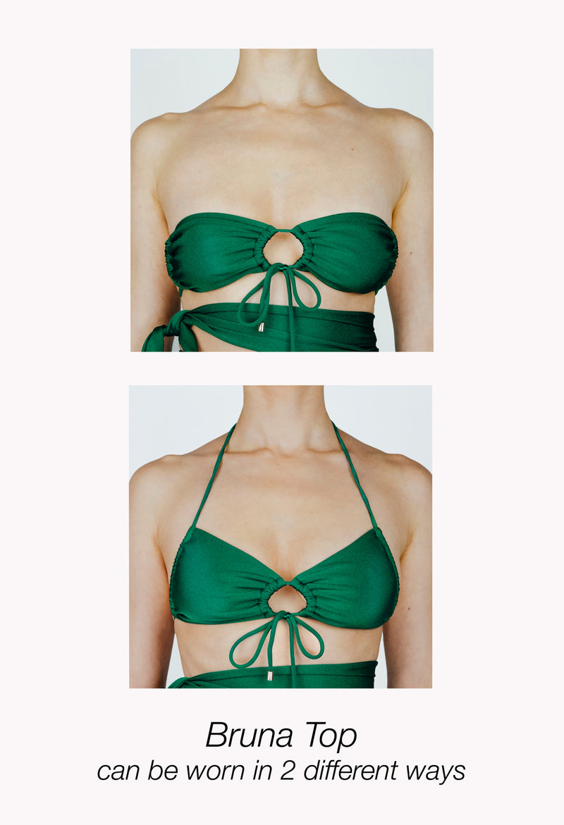 Bruna top. An adjustable and green top with golden details.